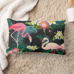 Coussin Rectangle Oiseaux tropicaux Fleurs Flamant rose Paysage aqua