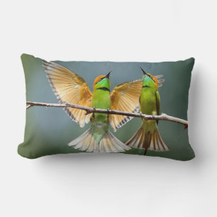 Coussin Rectangle Oiseaux verts s'éternisent dans les arbres Vert ma