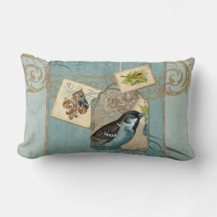 Coussin Rectangle Oiseaux vintages Floral Postage Branche de l'écoul