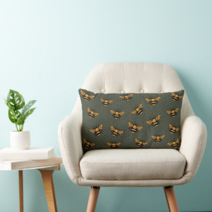 Coussin Rectangle Olive Green Bee Mingle