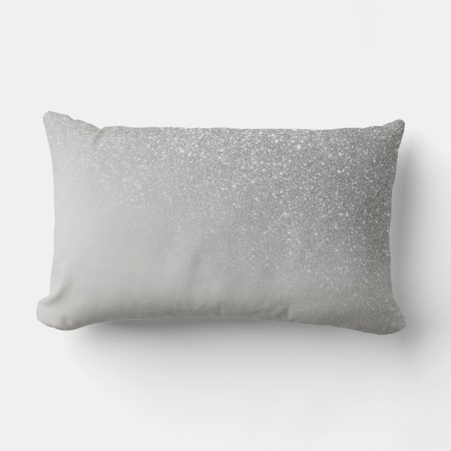 Coussin Rectangle Ombre de dégradé de Parties scintillant en argent  (Recto)
