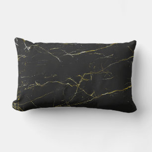 Coussin Rectangle Or Abstrait et marbre noir