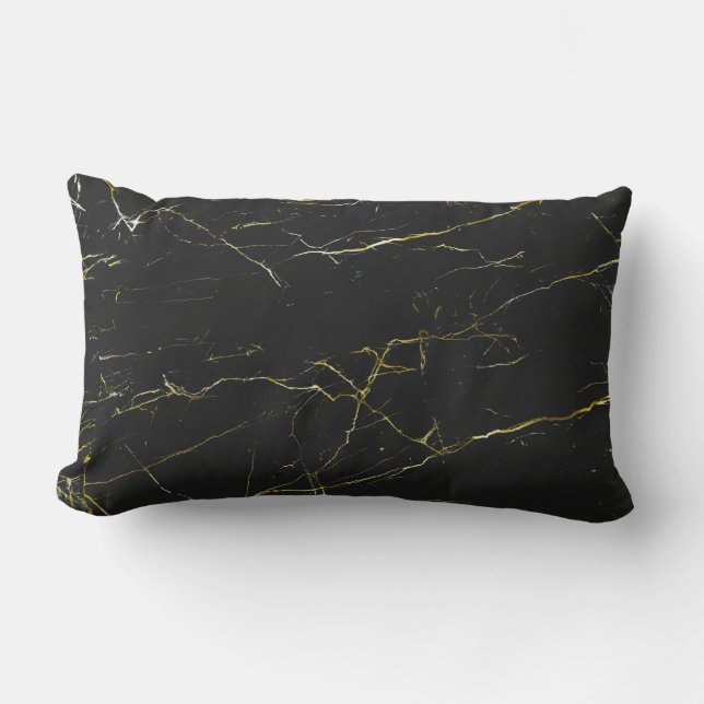 Coussin Rectangle Or Abstrait et marbre noir (Recto)