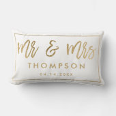 Coussin Rectangle Or chic moderne M. et Mme mariage keepsaké blanc (Recto)