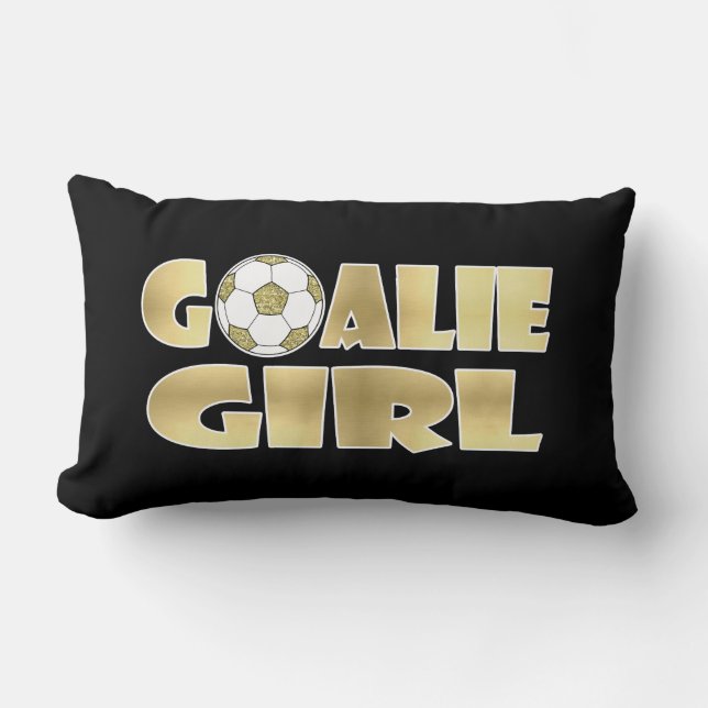 Coussin Rectangle Or de fille de gardien de but du football (Recto)