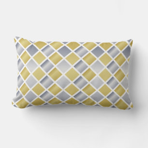 Coussin Rectangle Or et argent (À damiers diamant)