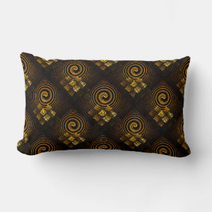 Coussin Rectangle Or Moderne Boho Élégant Motif d'Art Abstrait #502