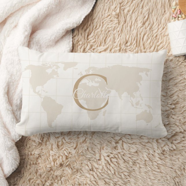 Coussin Rectangle Or Monogramme Initial de la Carte de Luxe Champagn (Couverture)