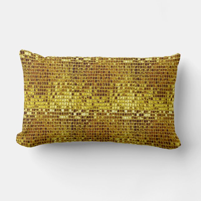 Coussin Rectangle Or Mosaïque élégante Glam esthétique Luxe moderne (Recto)