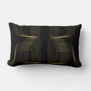 Coussin Rectangle Or, noir, élégant, cool, art de ligne tendance uni