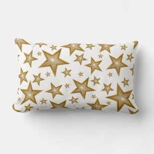Coussin Rectangle "Or" Stars Blancs imprimé lombaire or retour