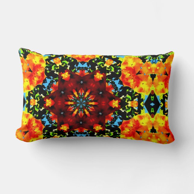 Coussin Rectangle Orange floral (Recto)