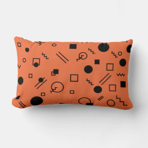 Coussin Rectangle Orange, fun, trendy, geometric Memphis graphic