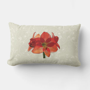 Coussin Rectangle Orange Hippeastrum Amaryllis