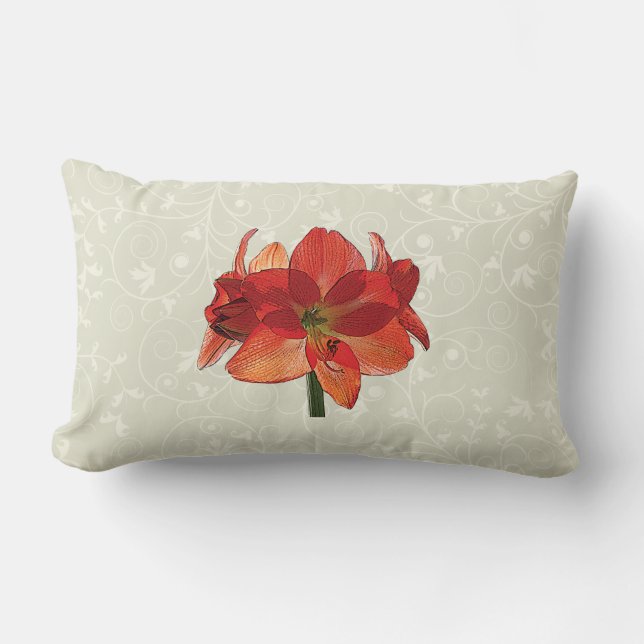 Coussin Rectangle Orange Hippeastrum Amaryllis (Recto)