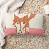 Coussin Rectangle Orange Peachy Pink Monogramme Stylisé Fox Pilow (Couverture)
