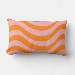 Coussin Rectangle Orange rose Super rétro Abstrait Wave Y2K Motif