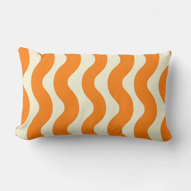 Coussin Rectangle Orange Super Wavy Stripe Abstrait Printemps modern (Recto)