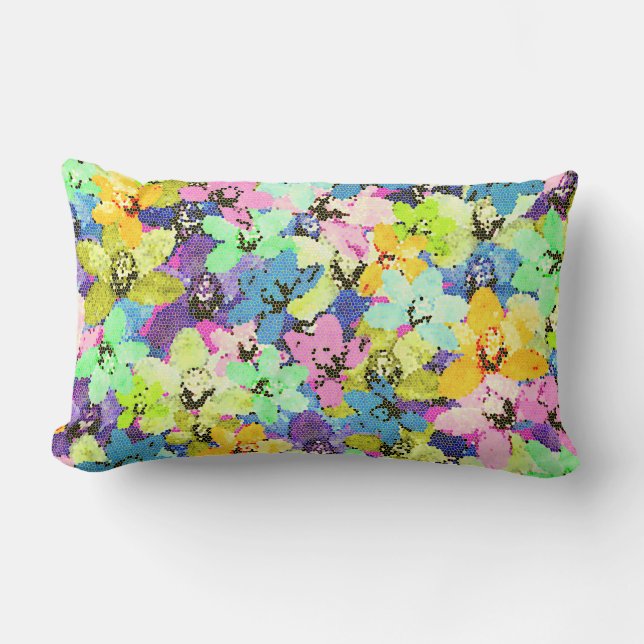 Coussin Rectangle Orchidées En Verre Tiré, (Recto)