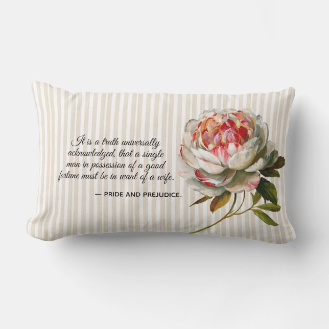 Coussin Rectangle Orgueil et Préjugés joli floral rayé (Recto)
