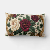Coussin Rectangle Ornate Baroque Roses Oval Frame Pillow - Luxury Bu (Verso)