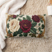 Coussin Rectangle Ornate Baroque Roses Oval Frame Pillow - Luxury Bu (Couverture)