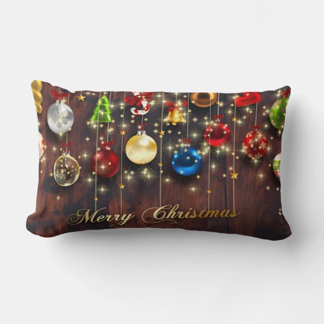 Coussin Rectangle Ornement de Noël et flocons de neige (Recto)