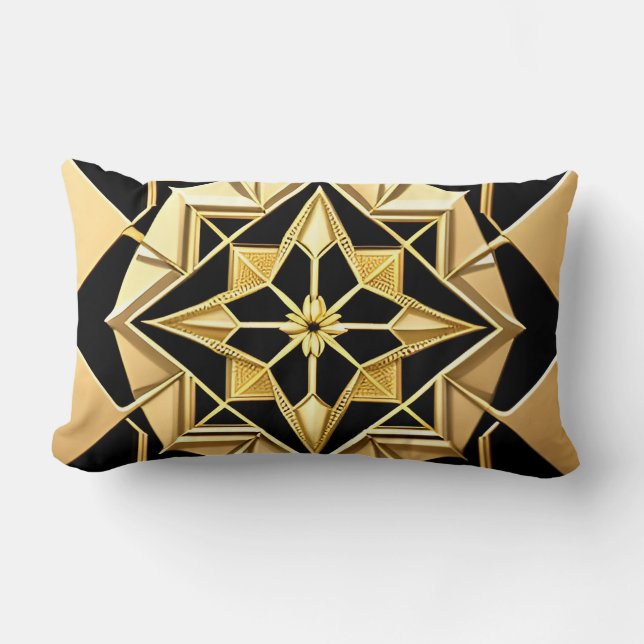 Coussin Rectangle Ornement Géométrique Doré (Recto)
