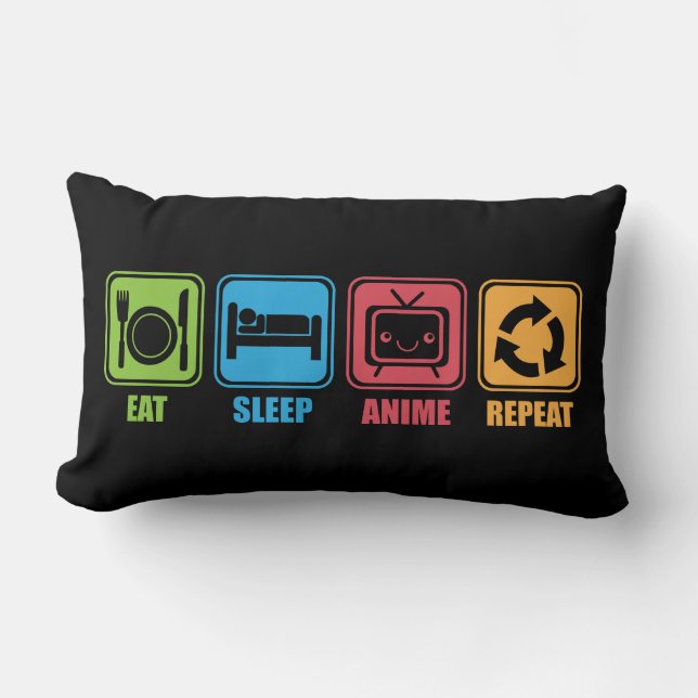 Coussin Rectangle Otaku - Manger, Dormir, Anime, Répéter - Manga, Dr (Recto)