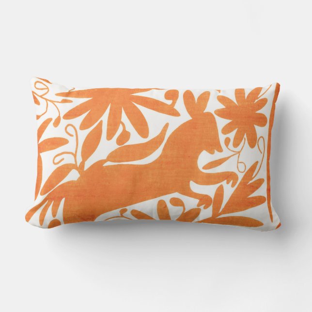 Coussin Rectangle Otomi âne, Hermes Orange (Recto)