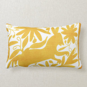 Coussin Rectangle Otomi âne, Jaune d'or
