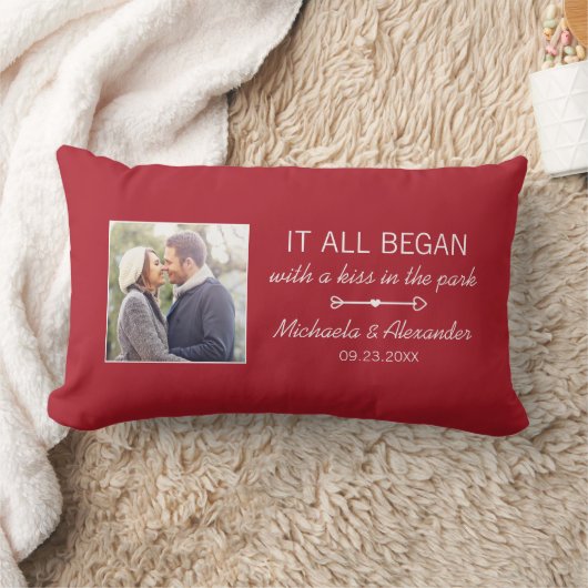 Coussin Rectangle Où tout a commencé Couples personnalisés Photo Rou (Couverture)