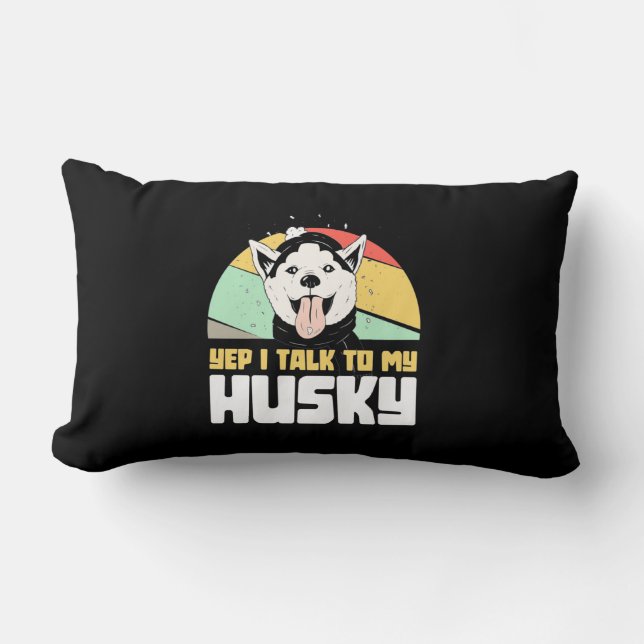 Coussin Rectangle Oui Je Parle À Mon Husky Sibérien (Recto)