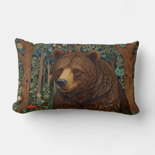 Coussin Rectangle Ours brun rétro oeuvre boho forêt