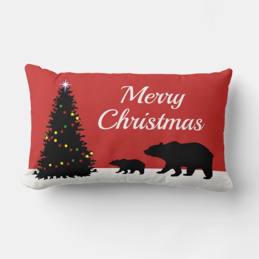 Coussin Rectangle Ours de Noël Joyeux (Recto)