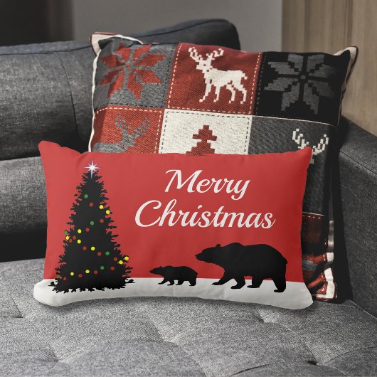 Coussin Rectangle Ours de Noël Joyeux