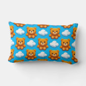 Coussin Rectangle Ours en peluche et nuages sur fond bleu (Verso)