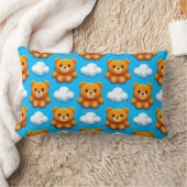 Coussin Rectangle Ours en peluche et nuages sur fond bleu (Couverture)