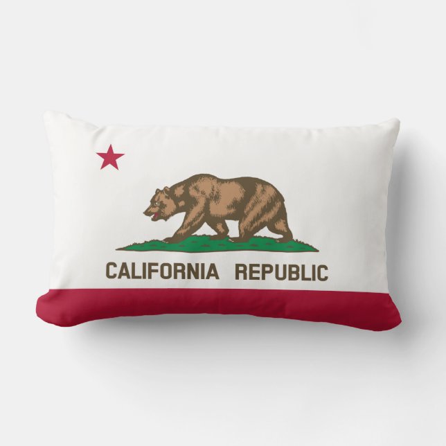 Coussin Rectangle Ours gris de drapeau d'état de la Californie (Recto)