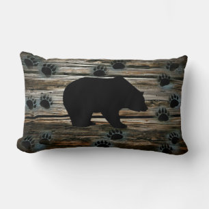 Coussin Rectangle Ours Noir Ours Noir Pâtes Bois Rustique