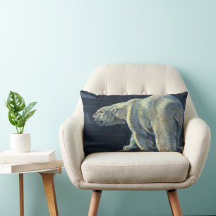 Coussin Rectangle Ours polaire vintage, Animaux de la vie marine arc