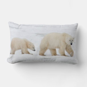 Coussin Rectangle Ours polaires femelle et deux oursons