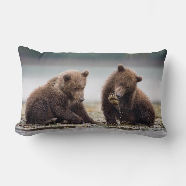 Coussin Rectangle Oursons brun par le ruisseau (Recto)
