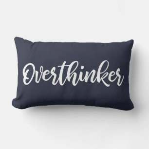 Coussin Rectangle Overthinker Simple drôle Anxiété Humour Typographi