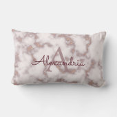 Coussin Rectangle Paillettes de feuille d'or rose en monogramme marb (Verso)