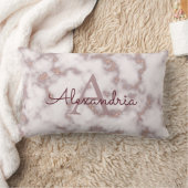 Coussin Rectangle Paillettes de feuille d'or rose en monogramme marb (Couverture)