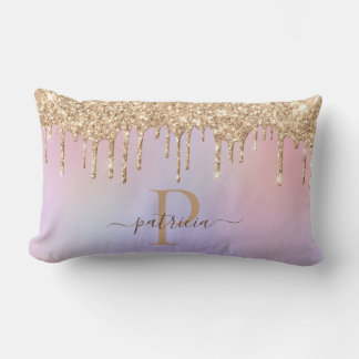 Coussin Rectangle Paillettes Glam Gold Dégoulinures Élégant Monogram