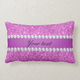Coussin Rectangle Paillettes pourpres chics et diamants de Faux