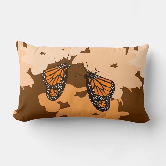 Coussin Rectangle Paire papillon orange vibrant (Recto)