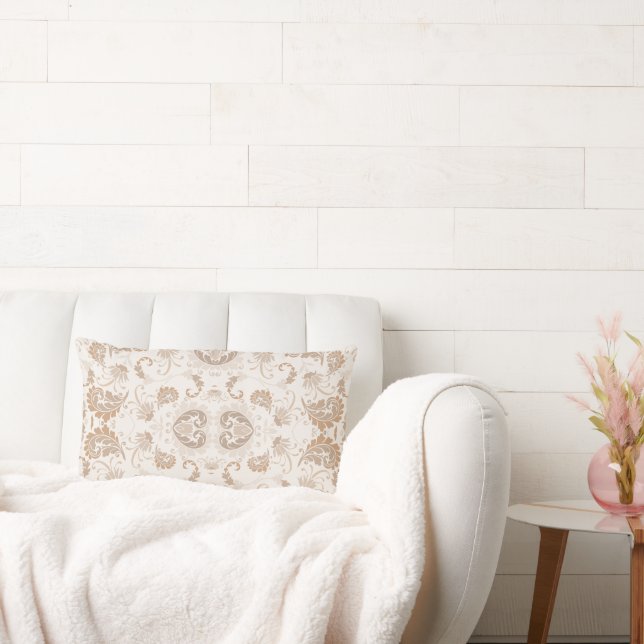 Coussin Rectangle Paisley en beige esthétique moderne Tan Brown (Canapé)